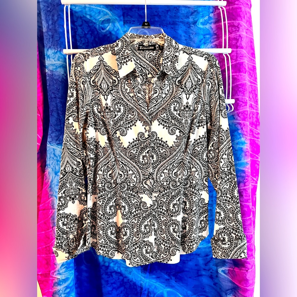 Long sleeve button up shirt.